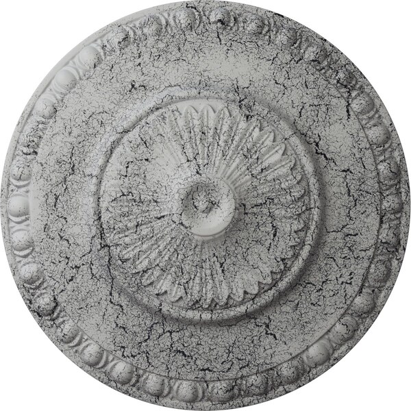 Ekena Millwork Lyon Ceiling Medallion (Fits Canopies up to 3 5/8"), 23 1/2"OD x 3 1/4"P, Ultra Pure White Crackle CM23LYUWC - main